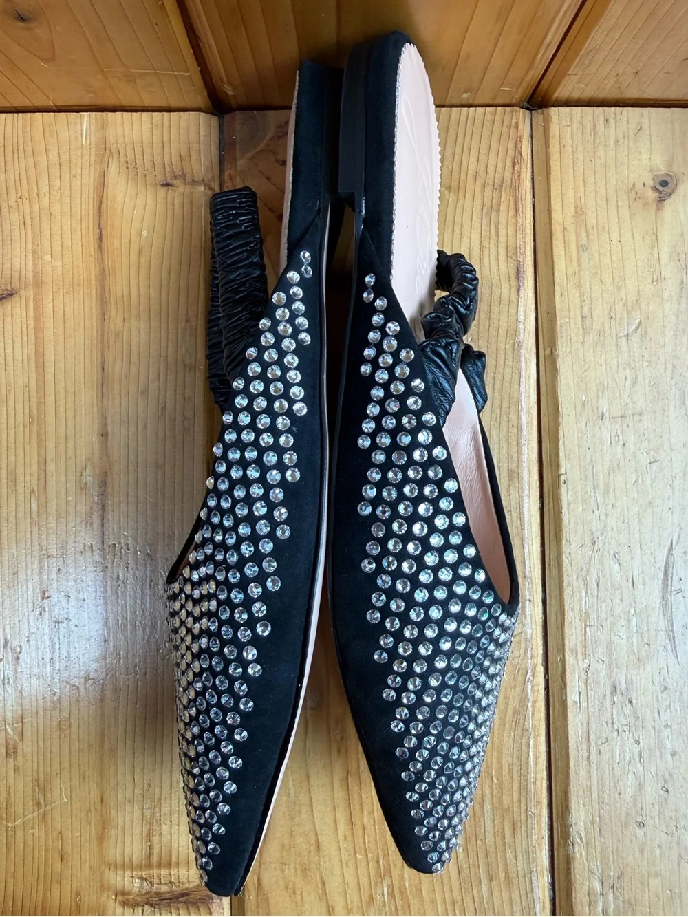 8.5 J Crew Crystal Stretchy Slingback Mules Fancy Flats Party Holiday Rhinestone